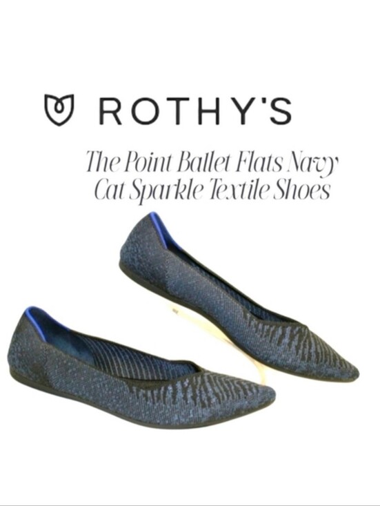 Rothy's Shoes - Rothy's Navy Sparkle Ballet Flats The Point Ballet Flats  9 40 HTF!